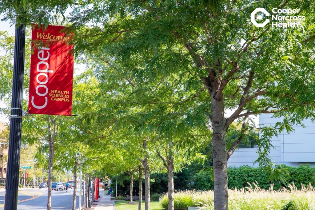 Haddon campus banner with Cooper Norcross Health logo